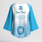 Aussie Nurse RN 2026 Personalised Kimono Sleeve Blouse Blue Aboriginal Art Pattern Cultural Pride
