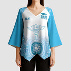 Aussie Nurse RN 2026 Personalised Kimono Sleeve Blouse Blue Aboriginal Art Pattern Cultural Pride