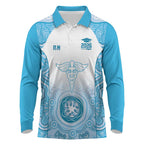 Aussie Nurse RN 2026 Personalised Long Sleeve Polo Shirt Blue Aboriginal Art Pattern Cultural Pride