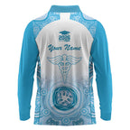 Aussie Nurse RN 2026 Personalised Long Sleeve Polo Shirt Blue Aboriginal Art Pattern Cultural Pride