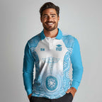Aussie Nurse RN 2026 Personalised Long Sleeve Polo Shirt Blue Aboriginal Art Pattern Cultural Pride