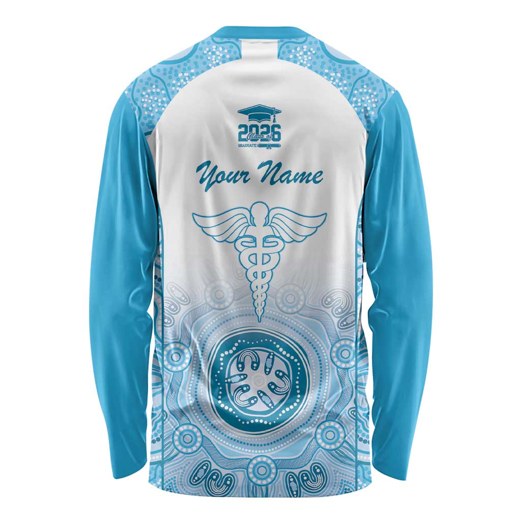 Aussie Nurse RN 2026 Personalised Long Sleeve Shirt Blue Aboriginal Art Pattern Cultural Pride