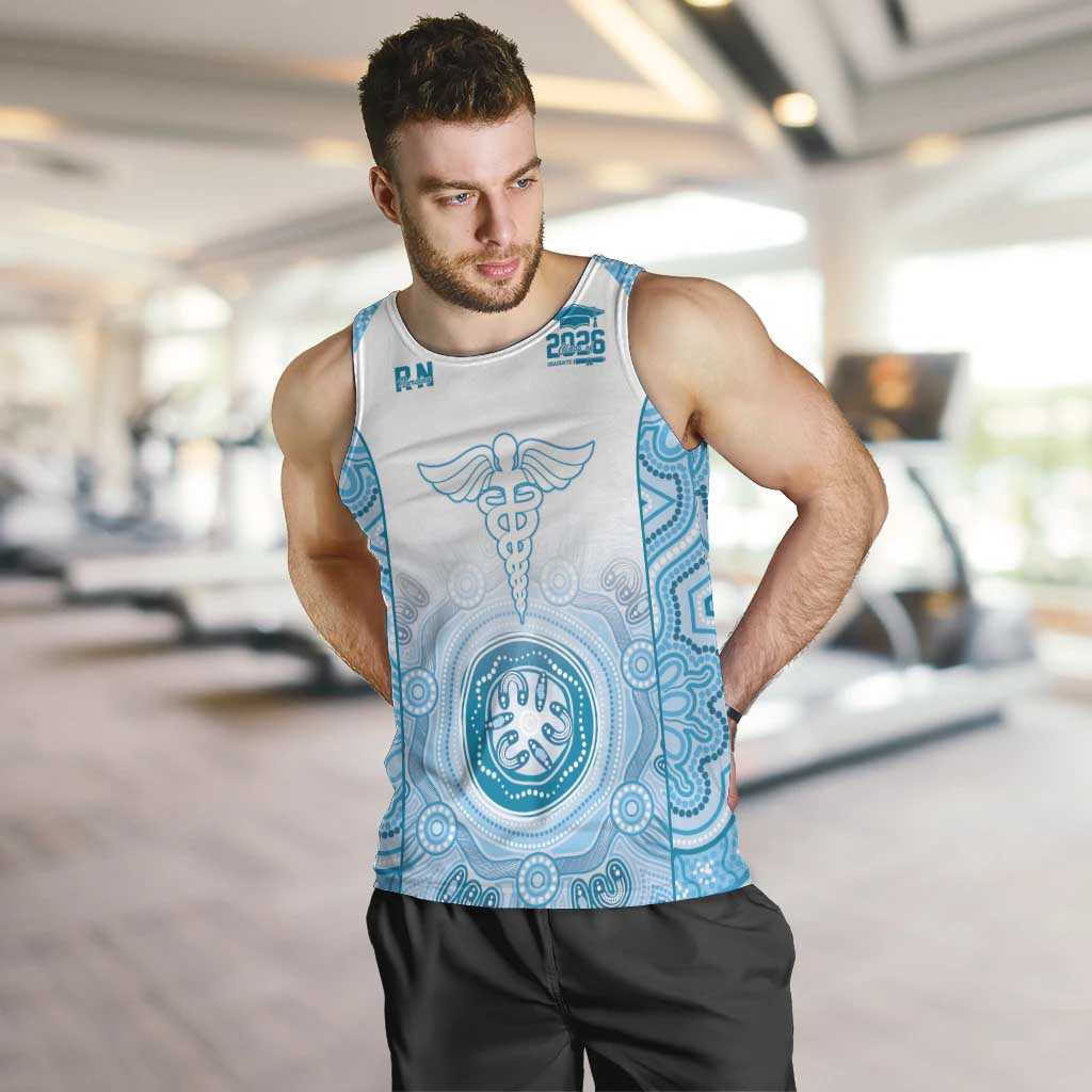Aussie Nurse RN 2026 Personalised Men Tank Top Blue Aboriginal Art Pattern Cultural Pride