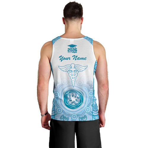 Aussie Nurse RN 2026 Personalised Men Tank Top Blue Aboriginal Art Pattern Cultural Pride