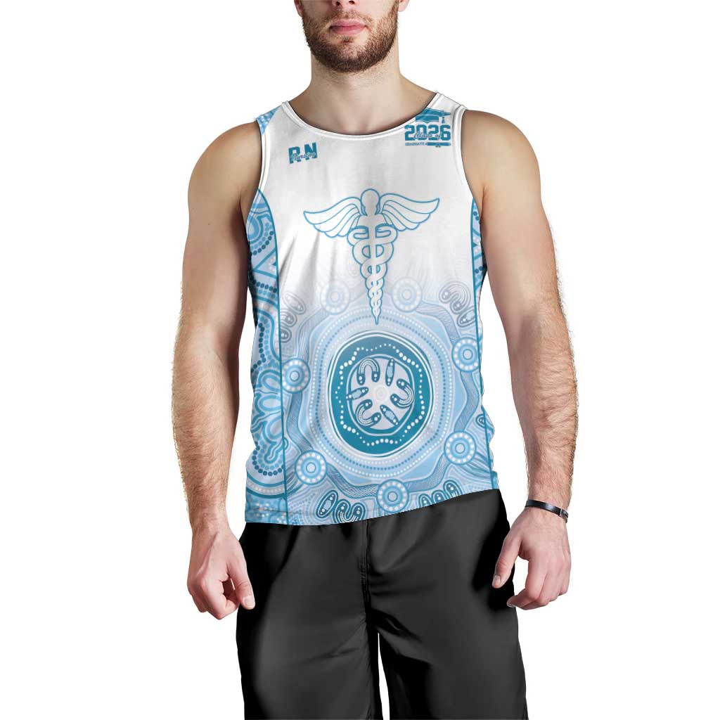 Aussie Nurse RN 2026 Personalised Men Tank Top Blue Aboriginal Art Pattern Cultural Pride