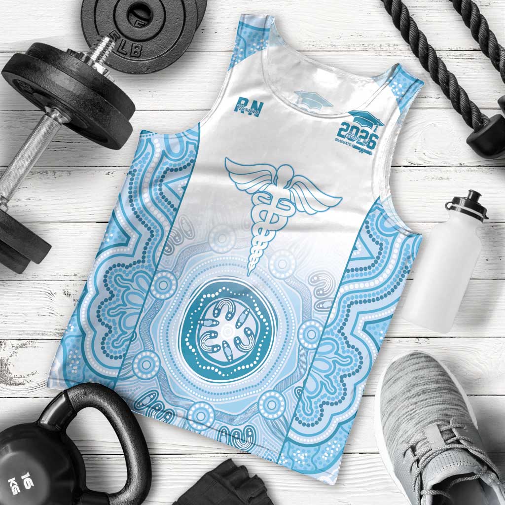 Aussie Nurse RN 2026 Personalised Men Tank Top Blue Aboriginal Art Pattern Cultural Pride
