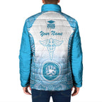 Aussie Nurse RN 2026 Personalised Padded Jacket Blue Aboriginal Art Pattern Cultural Pride