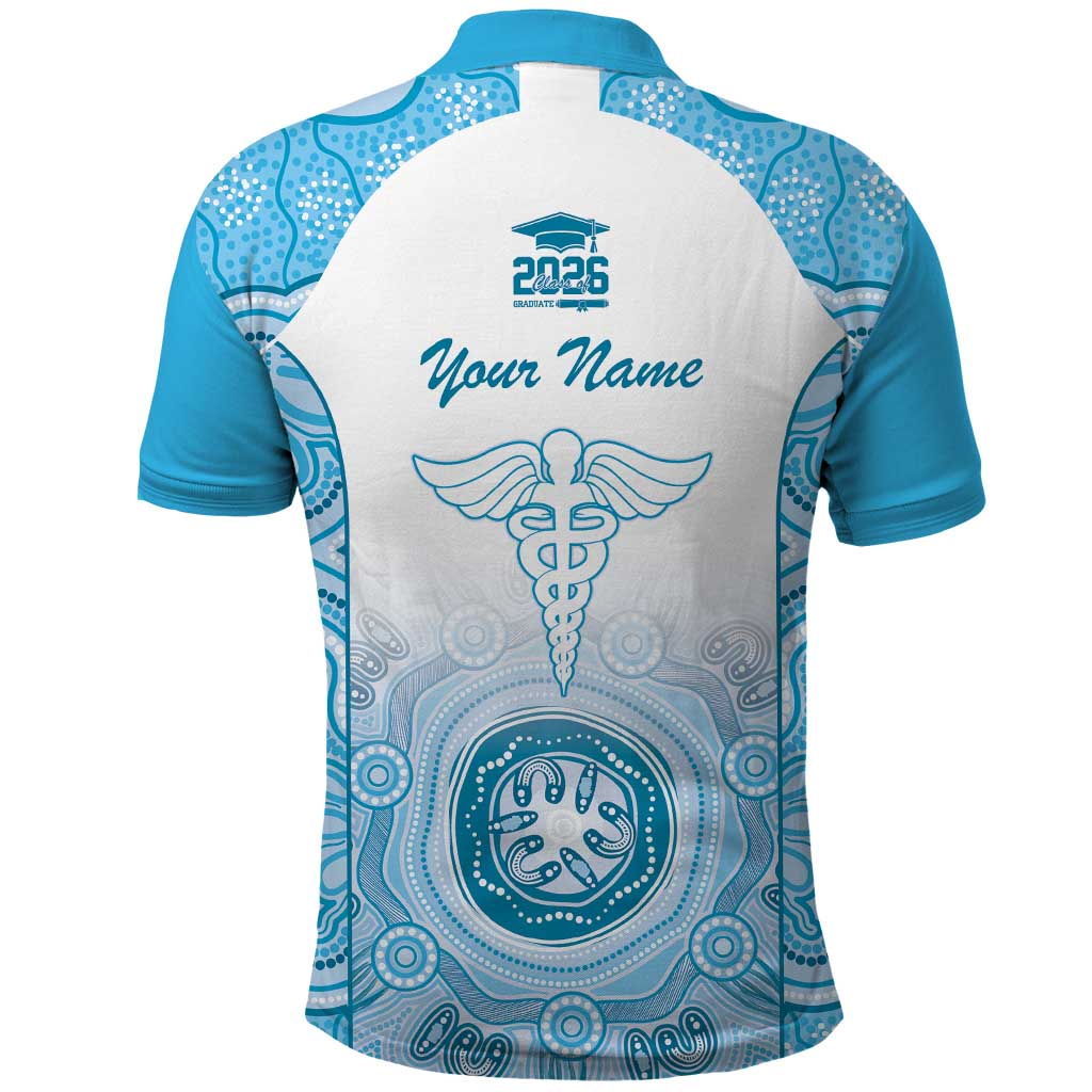 Aussie Nurse RN 2026 Personalised Polo Shirt Blue Aboriginal Art Pattern Cultural Pride