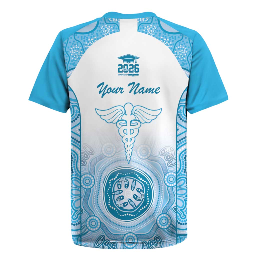Aussie Nurse RN 2026 Personalised Rugby Jersey Blue Aboriginal Art Pattern Cultural Pride