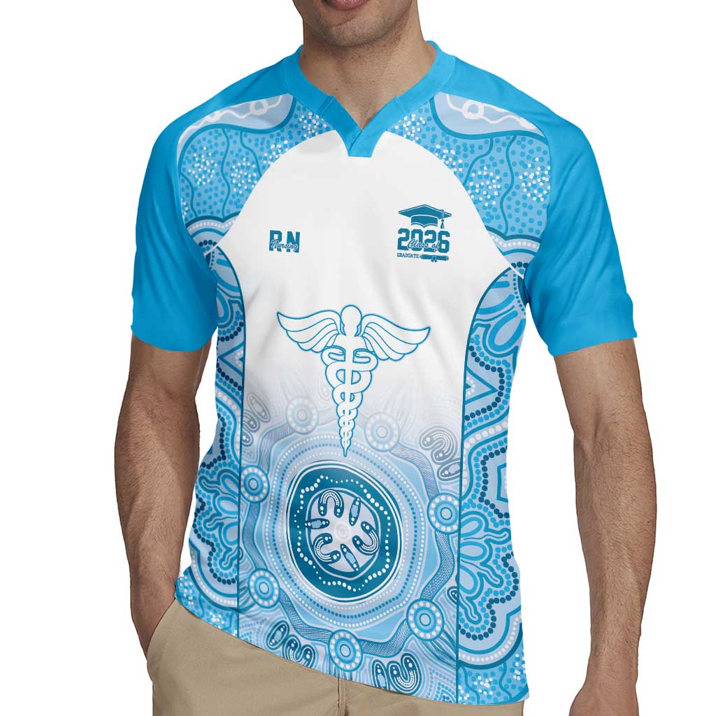 Aussie Nurse RN 2026 Personalised Rugby Jersey Blue Aboriginal Art Pattern Cultural Pride
