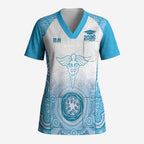 Aussie Nurse RN 2026 Personalised Scrub Top Blue Aboriginal Art Pattern Cultural Pride