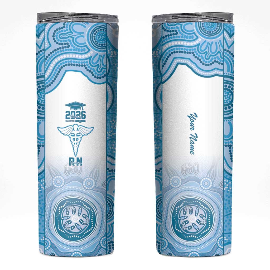 Aussie Nurse RN 2026 Personalised Skinny Tumbler Blue Aboriginal Art Pattern Cultural Pride