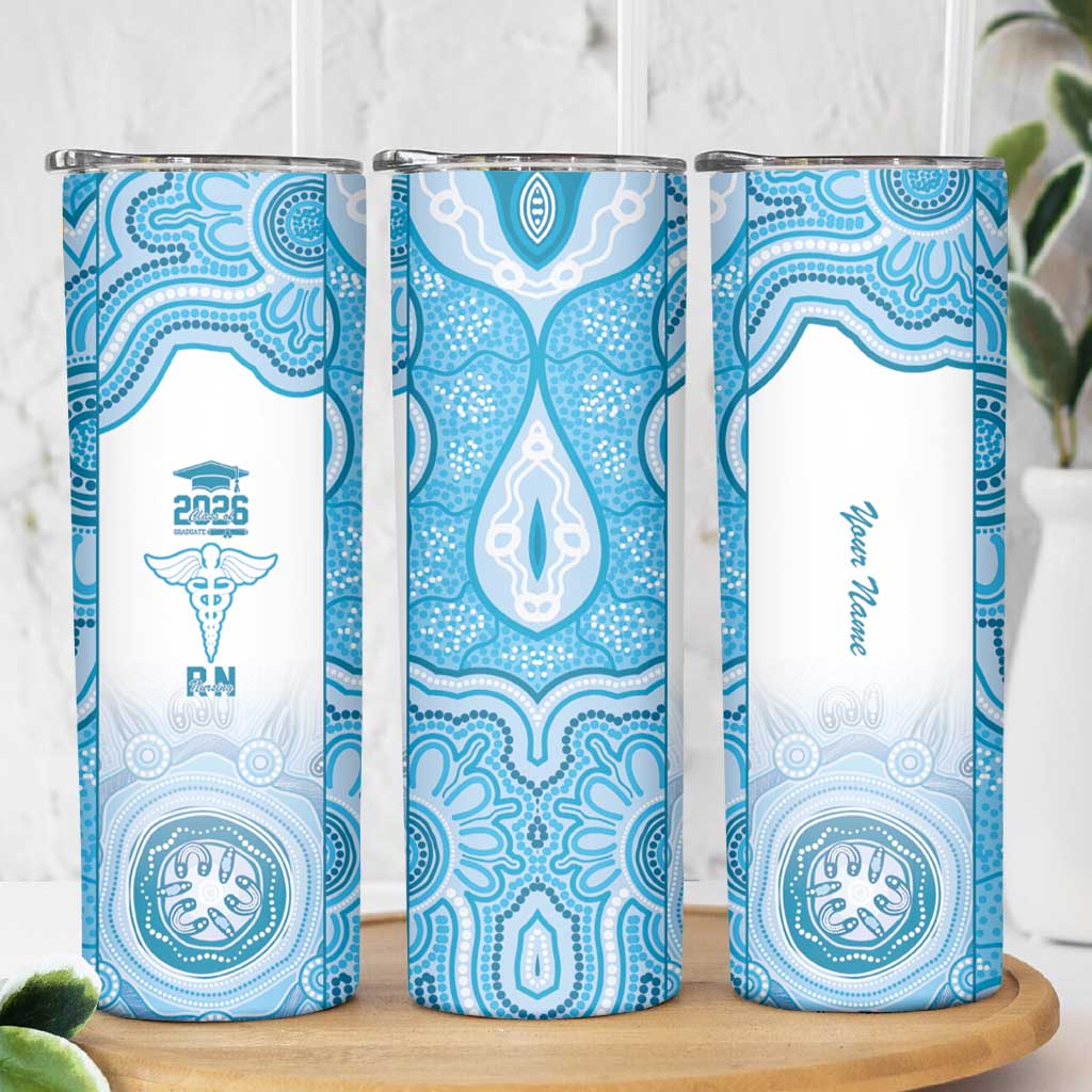 Aussie Nurse RN 2026 Personalised Skinny Tumbler Blue Aboriginal Art Pattern Cultural Pride