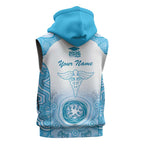 Aussie Nurse RN 2026 Personalised Sleeveless Zip Hoodie Blue Aboriginal Art Pattern Cultural Pride