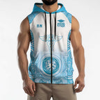 Aussie Nurse RN 2026 Personalised Sleeveless Zip Hoodie Blue Aboriginal Art Pattern Cultural Pride