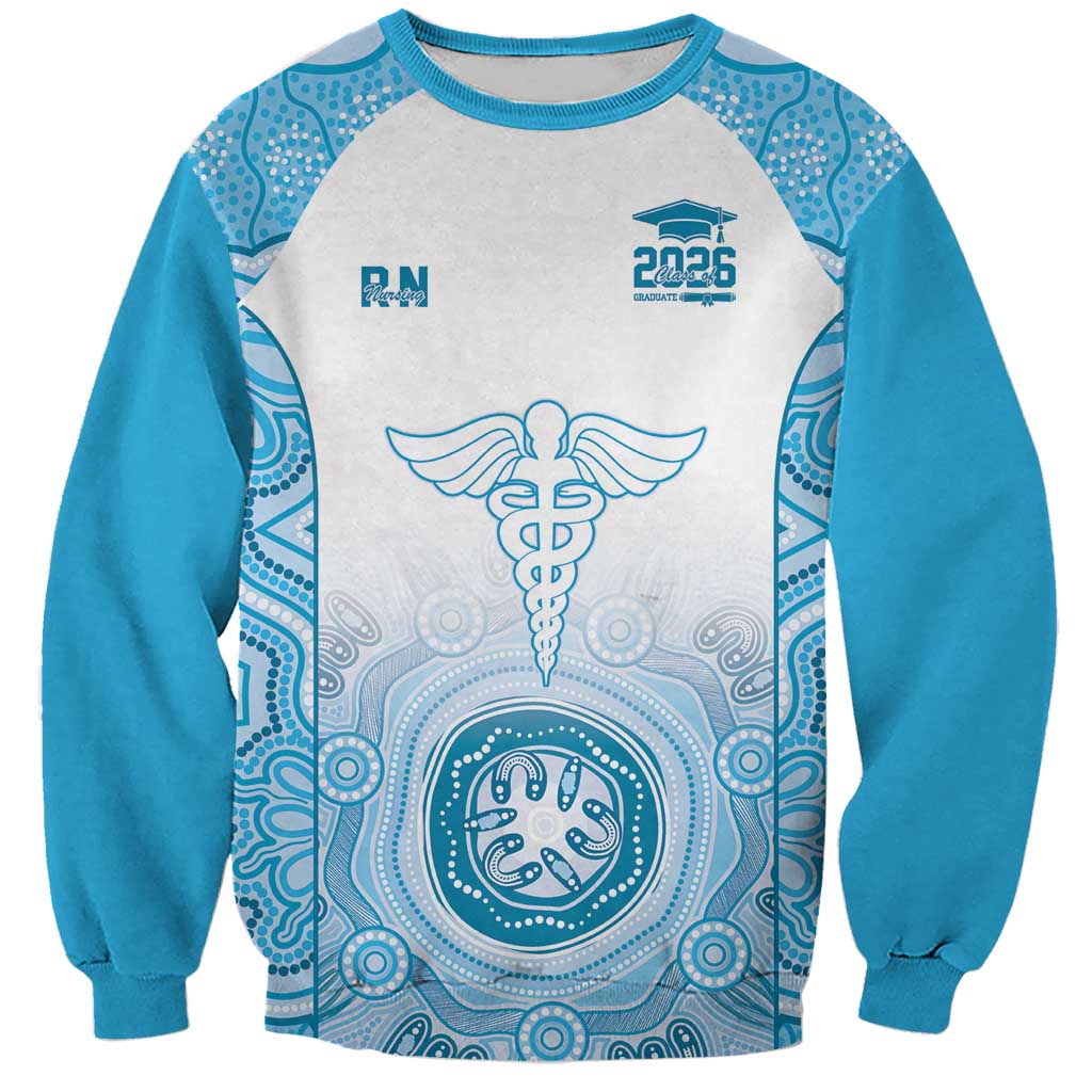 Aussie Nurse RN 2026 Personalised Sweatshirt Blue Aboriginal Art Pattern Cultural Pride