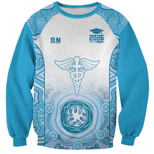 Aussie Nurse RN 2026 Personalised Sweatshirt Blue Aboriginal Art Pattern Cultural Pride