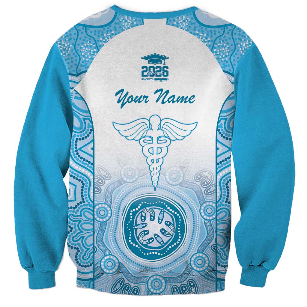 Aussie Nurse RN 2026 Personalised Sweatshirt Blue Aboriginal Art Pattern Cultural Pride