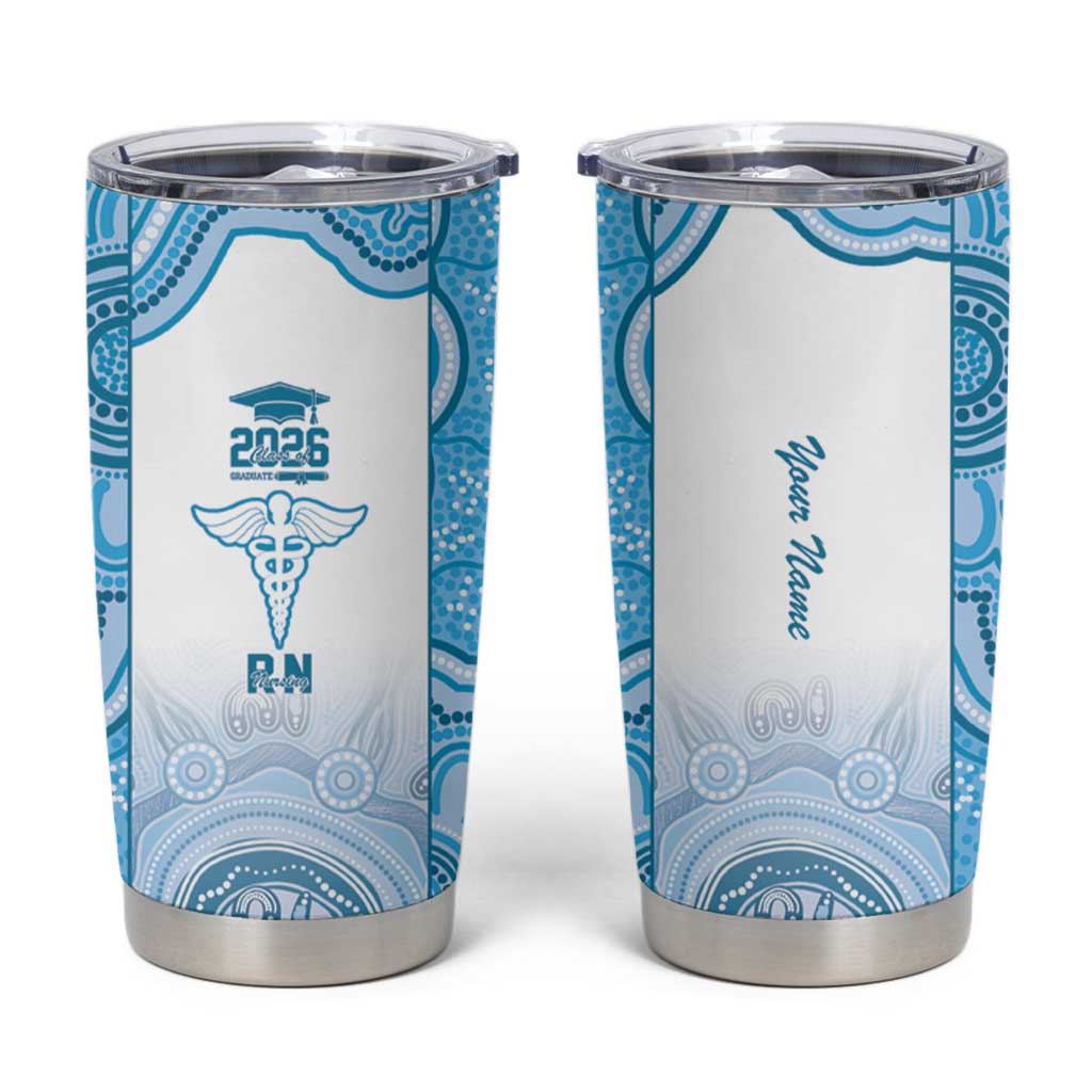 Aussie Nurse RN 2026 Personalised Tumbler Cup Blue Aboriginal Art Pattern Cultural Pride