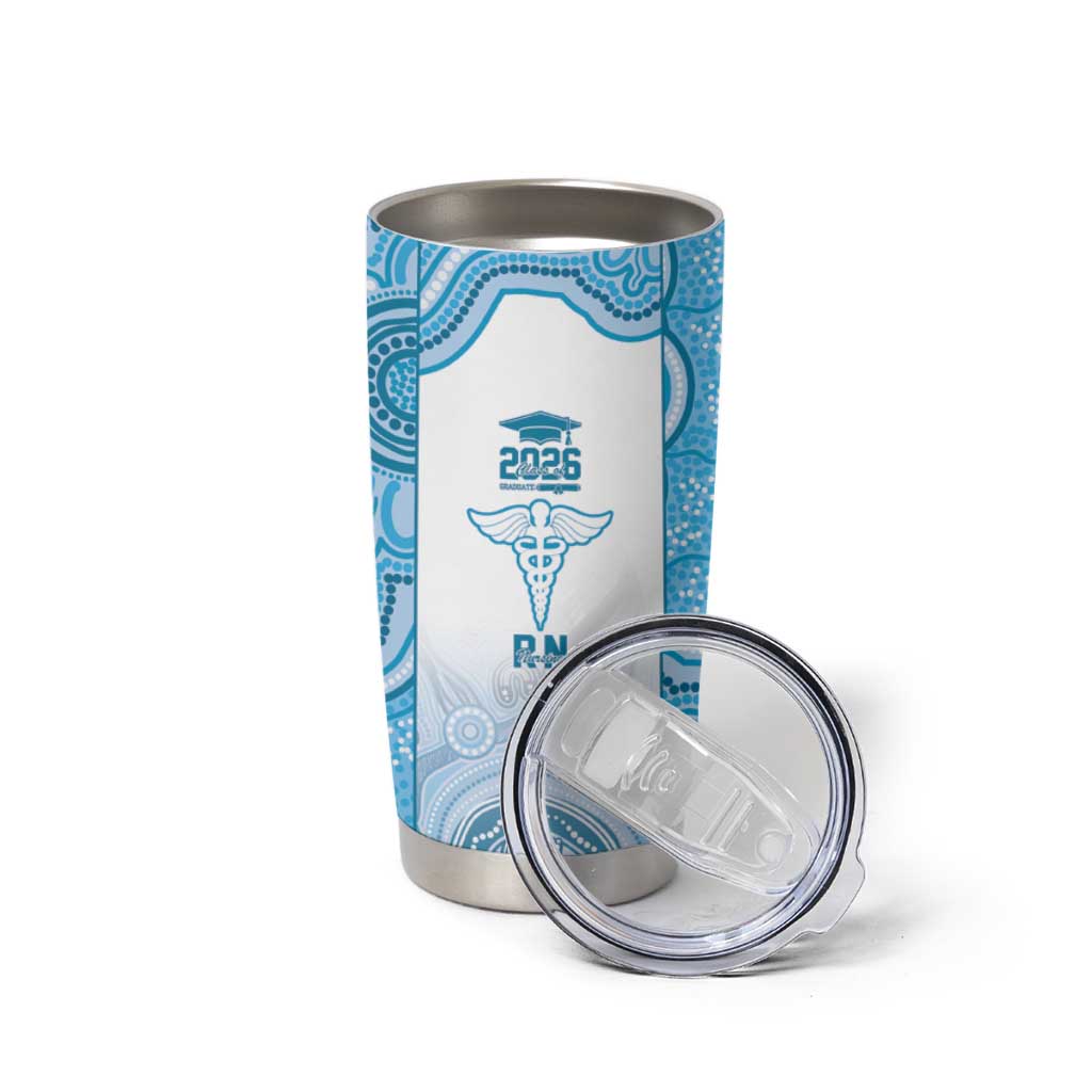 Aussie Nurse RN 2026 Personalised Tumbler Cup Blue Aboriginal Art Pattern Cultural Pride