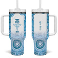 Aussie Nurse RN 2026 Personalised Tumbler With Handle Blue Aboriginal Art Pattern Cultural Pride