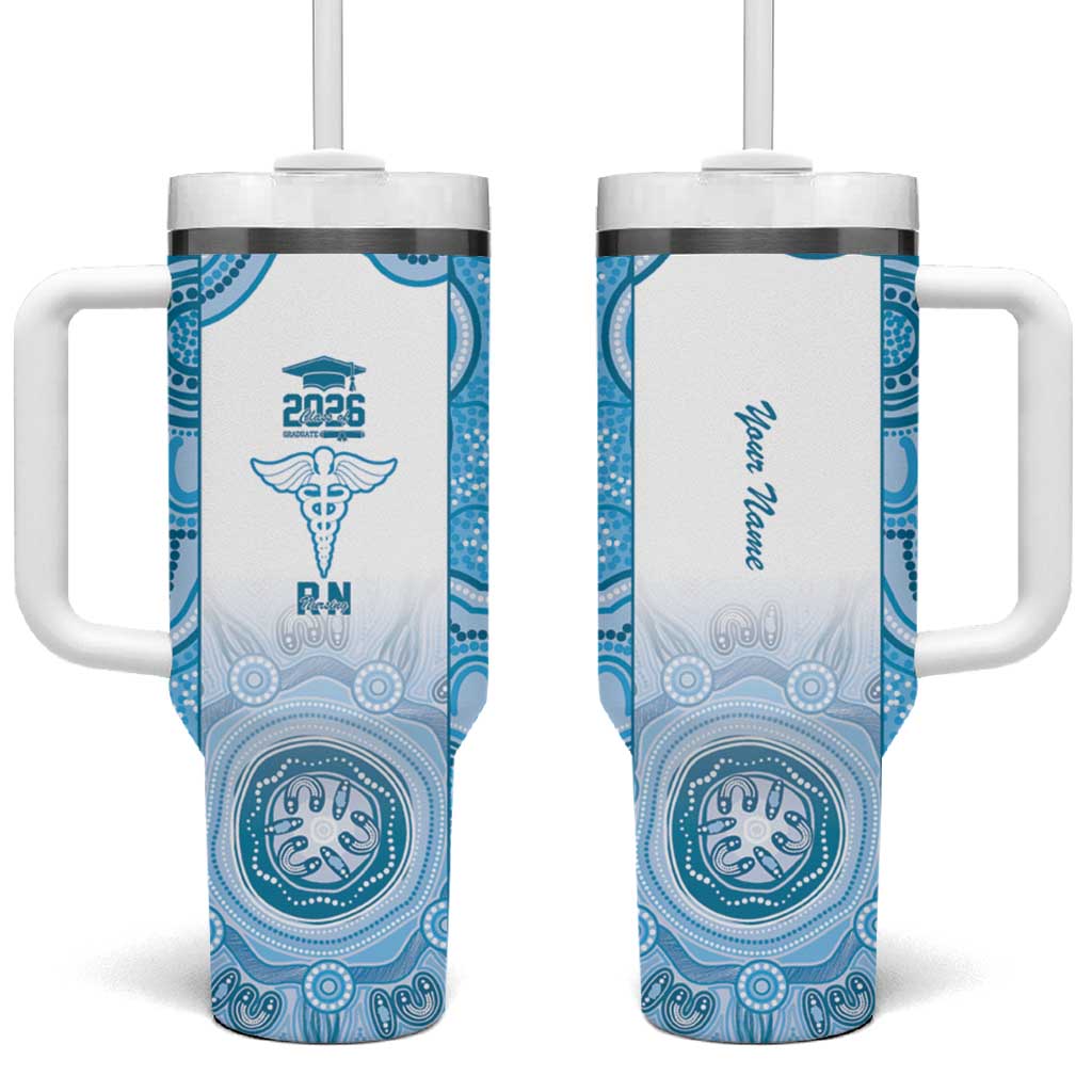Aussie Nurse RN 2026 Personalised Tumbler With Handle Blue Aboriginal Art Pattern Cultural Pride