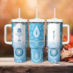 Aussie Nurse RN 2026 Personalised Tumbler With Handle Blue Aboriginal Art Pattern Cultural Pride