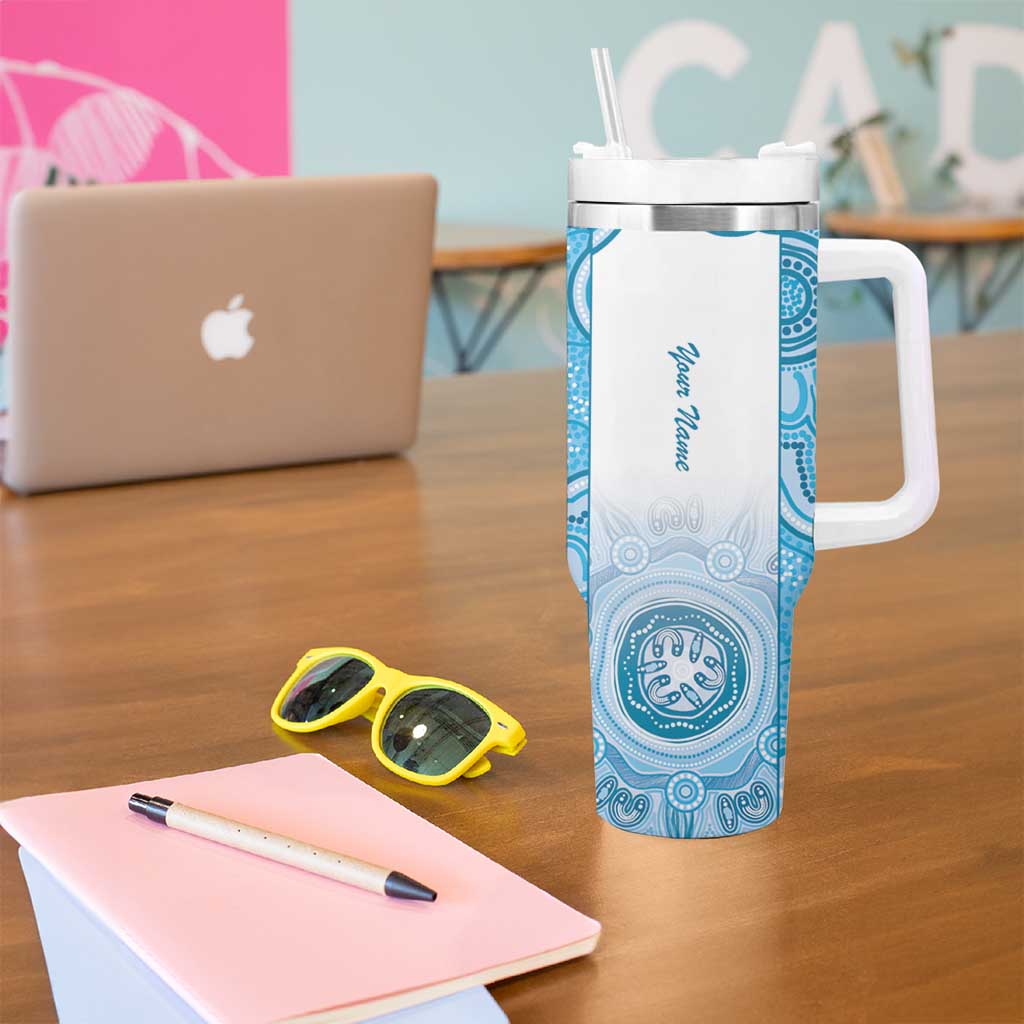 Aussie Nurse RN 2026 Personalised Tumbler With Handle Blue Aboriginal Art Pattern Cultural Pride