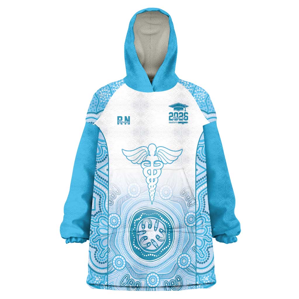 Aussie Nurse RN 2026 Personalised Wearable Blanket Hoodie Blue Aboriginal Art Pattern Cultural Pride