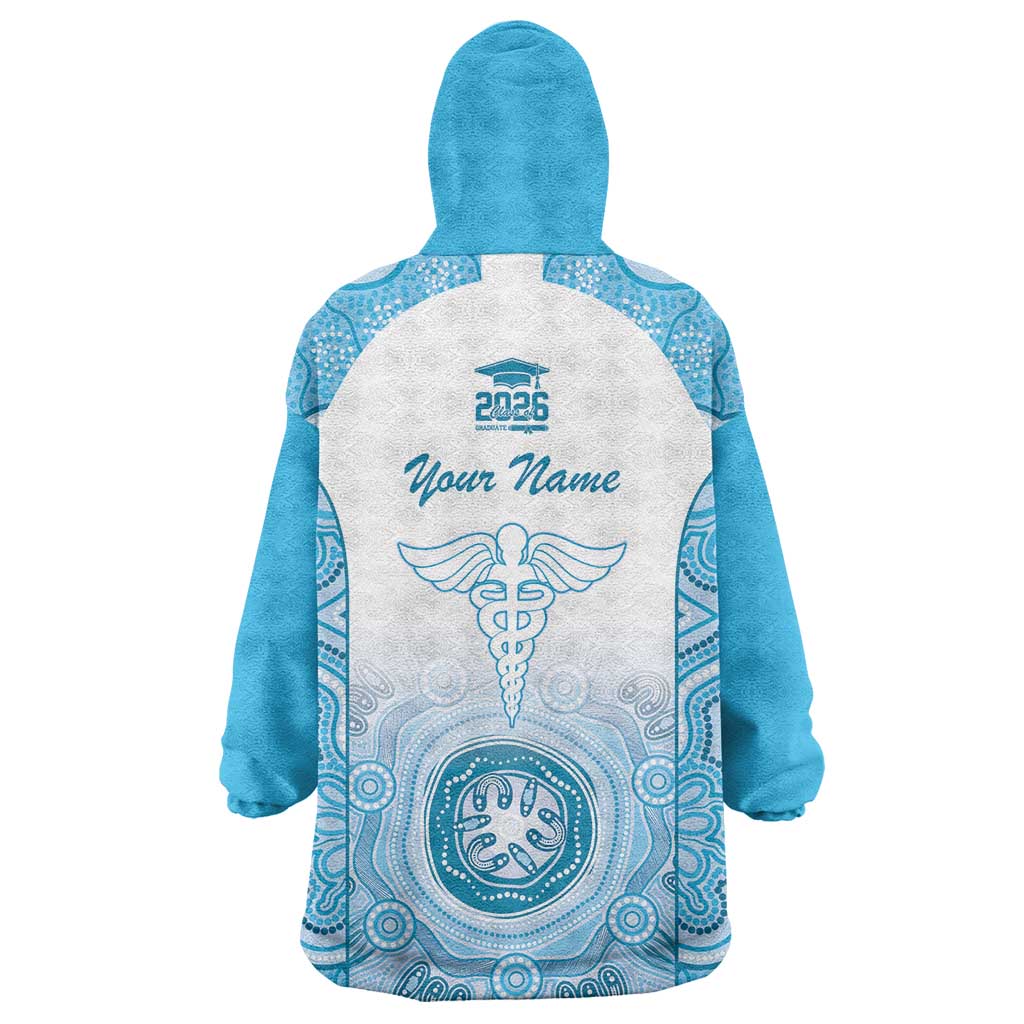 Aussie Nurse RN 2026 Personalised Wearable Blanket Hoodie Blue Aboriginal Art Pattern Cultural Pride