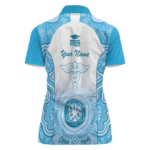 Aussie Nurse RN 2026 Personalised Women Polo Shirt Blue Aboriginal Art Pattern Cultural Pride