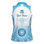 Aussie Nurse RN 2026 Personalised Women Sleeveless Polo Shirt Blue Aboriginal Art Pattern Cultural Pride
