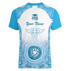 Aussie Nurse RN 2026 Personalised Women V-Neck T-Shirt Blue Aboriginal Art Pattern Cultural Pride