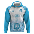 Aussie Nurse RN 2026 Personalised Zip Hoodie Blue Aboriginal Art Pattern Cultural Pride