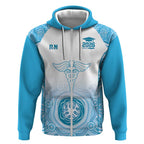 Aussie Nurse RN 2026 Personalised Zip Hoodie Blue Aboriginal Art Pattern Cultural Pride