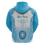 Aussie Nurse RN 2026 Personalised Zip Hoodie Blue Aboriginal Art Pattern Cultural Pride