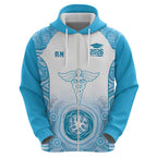 Aussie Nurse RN 2026 Personalised Zip Hoodie Blue Aboriginal Art Pattern Cultural Pride