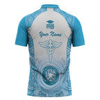 Aussie Nurse RN 2026 Personalised Zipper Polo Shirt Blue Aboriginal Art Pattern Cultural Pride