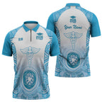 Aussie Nurse RN 2026 Personalised Zipper Polo Shirt Blue Aboriginal Art Pattern Cultural Pride