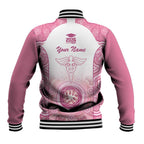 Aussie Nurse RN 2026 Personalised Baseball Jacket Pink Aboriginal Art Pattern Cultural Pride