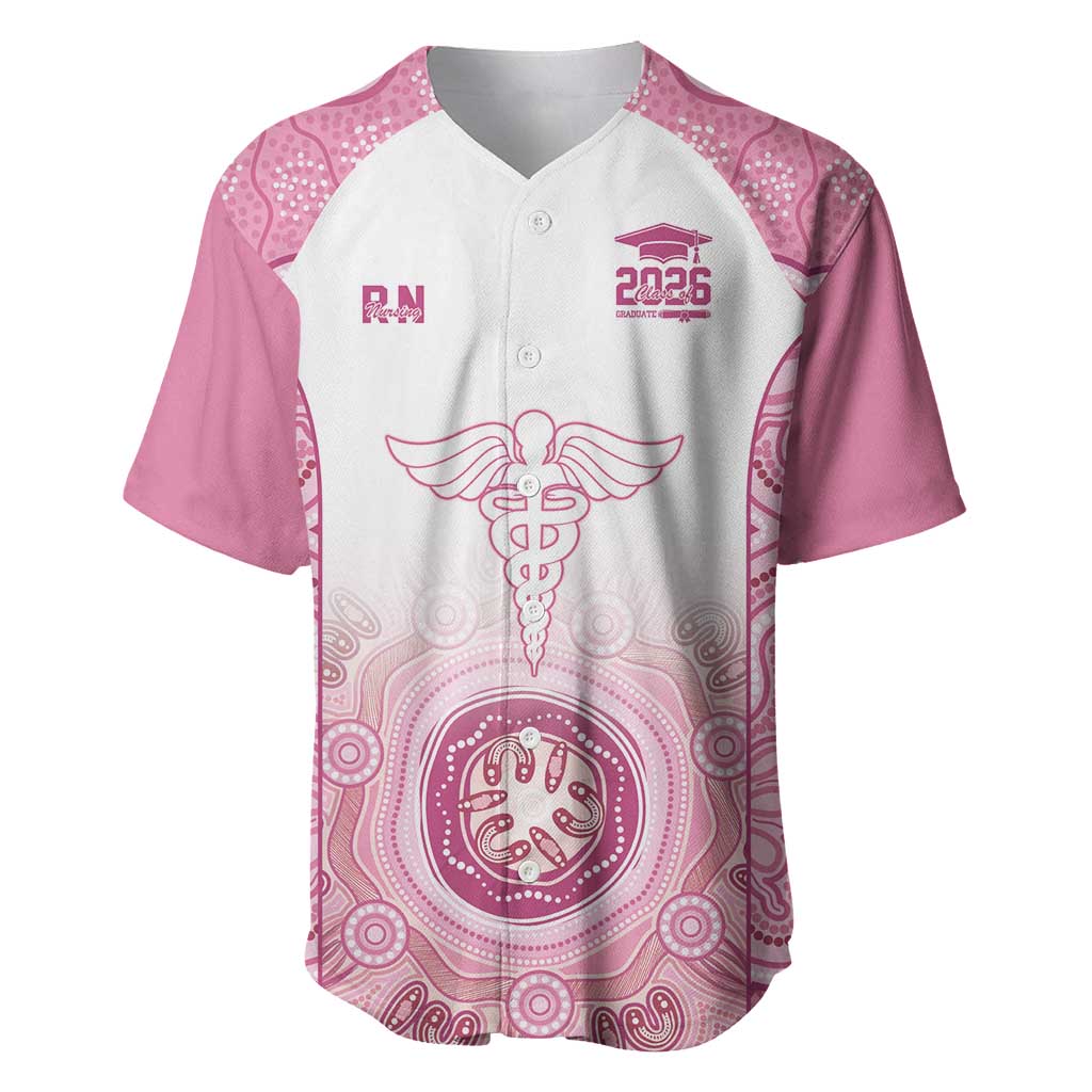 Aussie Nurse RN 2026 Personalised Baseball Jersey Pink Aboriginal Art Pattern Cultural Pride