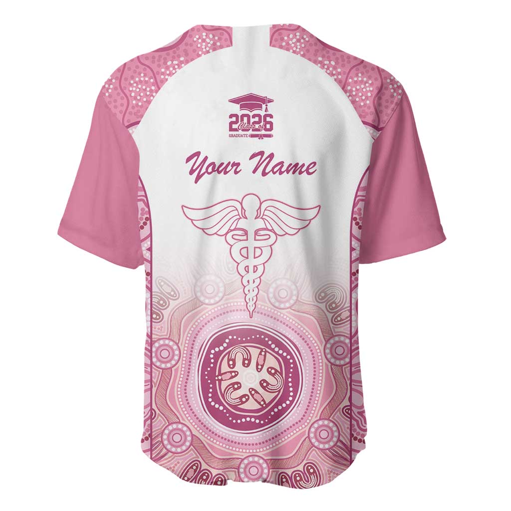 Aussie Nurse RN 2026 Personalised Baseball Jersey Pink Aboriginal Art Pattern Cultural Pride