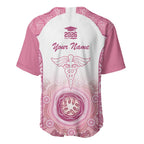 Aussie Nurse RN 2026 Personalised Baseball Jersey Pink Aboriginal Art Pattern Cultural Pride