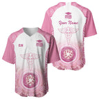 Aussie Nurse RN 2026 Personalised Baseball Jersey Pink Aboriginal Art Pattern Cultural Pride