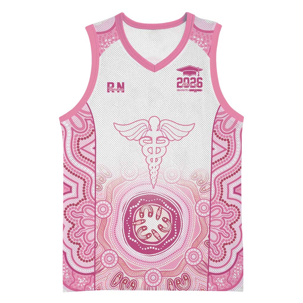 Aussie Nurse RN 2026 Personalised Basketball Jersey Pink Aboriginal Art Pattern Cultural Pride