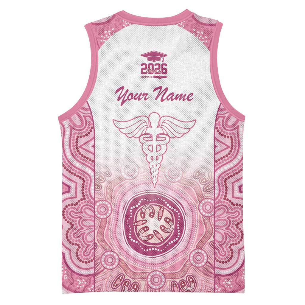 Aussie Nurse RN 2026 Personalised Basketball Jersey Pink Aboriginal Art Pattern Cultural Pride
