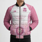 Aussie Nurse RN 2026 Personalised Bomber Puffer Jacket Pink Aboriginal Art Pattern Cultural Pride