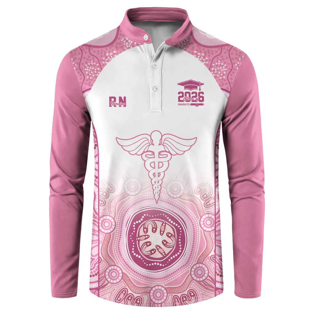Aussie Nurse RN 2026 Personalised Button Sweatshirt Pink Aboriginal Art Pattern Cultural Pride