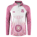 Aussie Nurse RN 2026 Personalised Button Sweatshirt Pink Aboriginal Art Pattern Cultural Pride