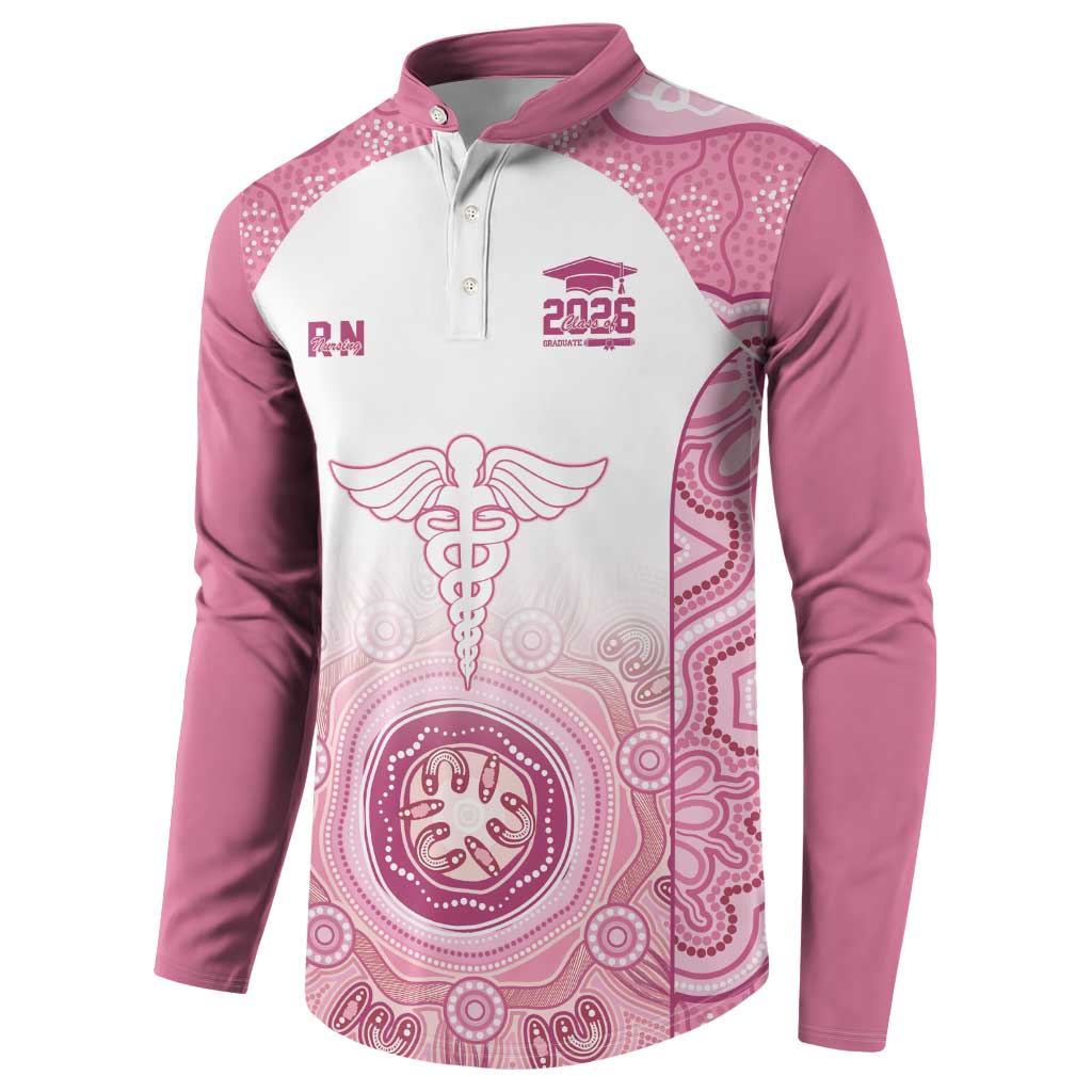 Aussie Nurse RN 2026 Personalised Button Sweatshirt Pink Aboriginal Art Pattern Cultural Pride